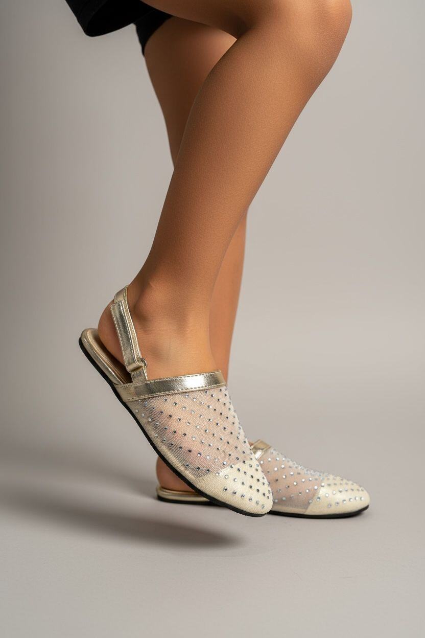 Wholesaler POTI PATI KIDS - KID760L Mules with transparent pattern straps and rhinestones