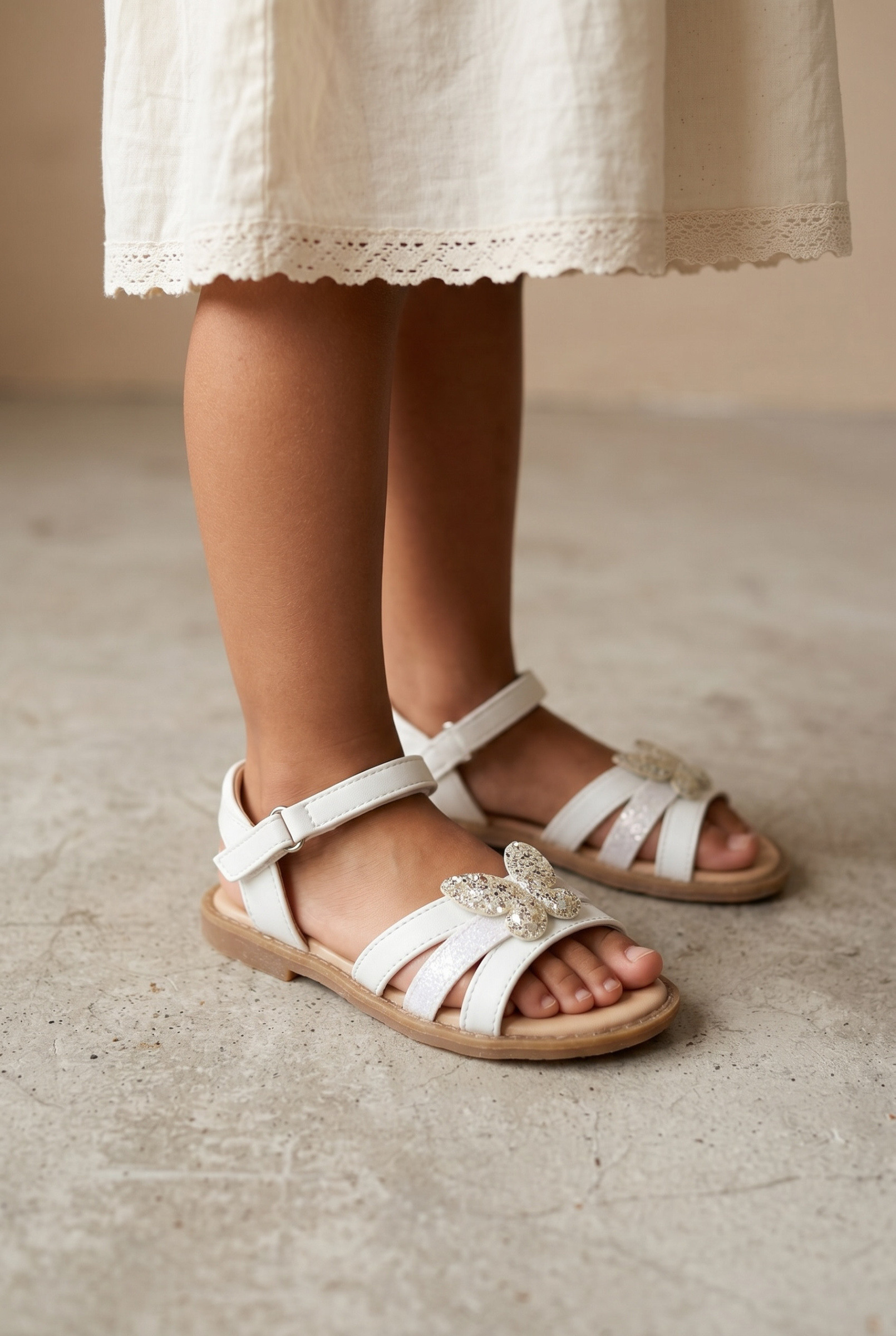 Grossiste POTI PATI KIDS - Sandales plates enfant fille avec motif papillon à paillette du 24 au 29