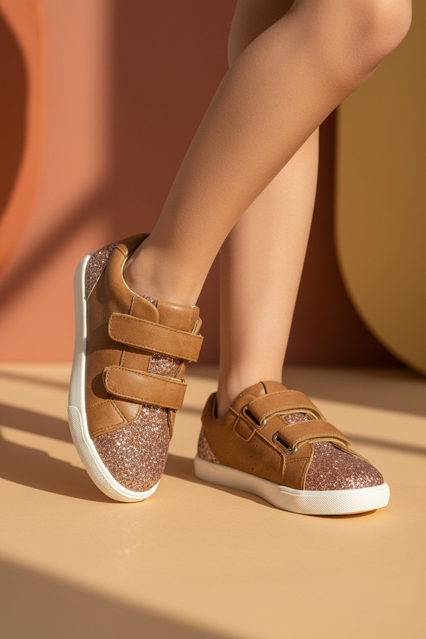 Großhändler POTI PATI KIDS - KID267L Mädchensneaker mit Klettverschluss und Glitzer