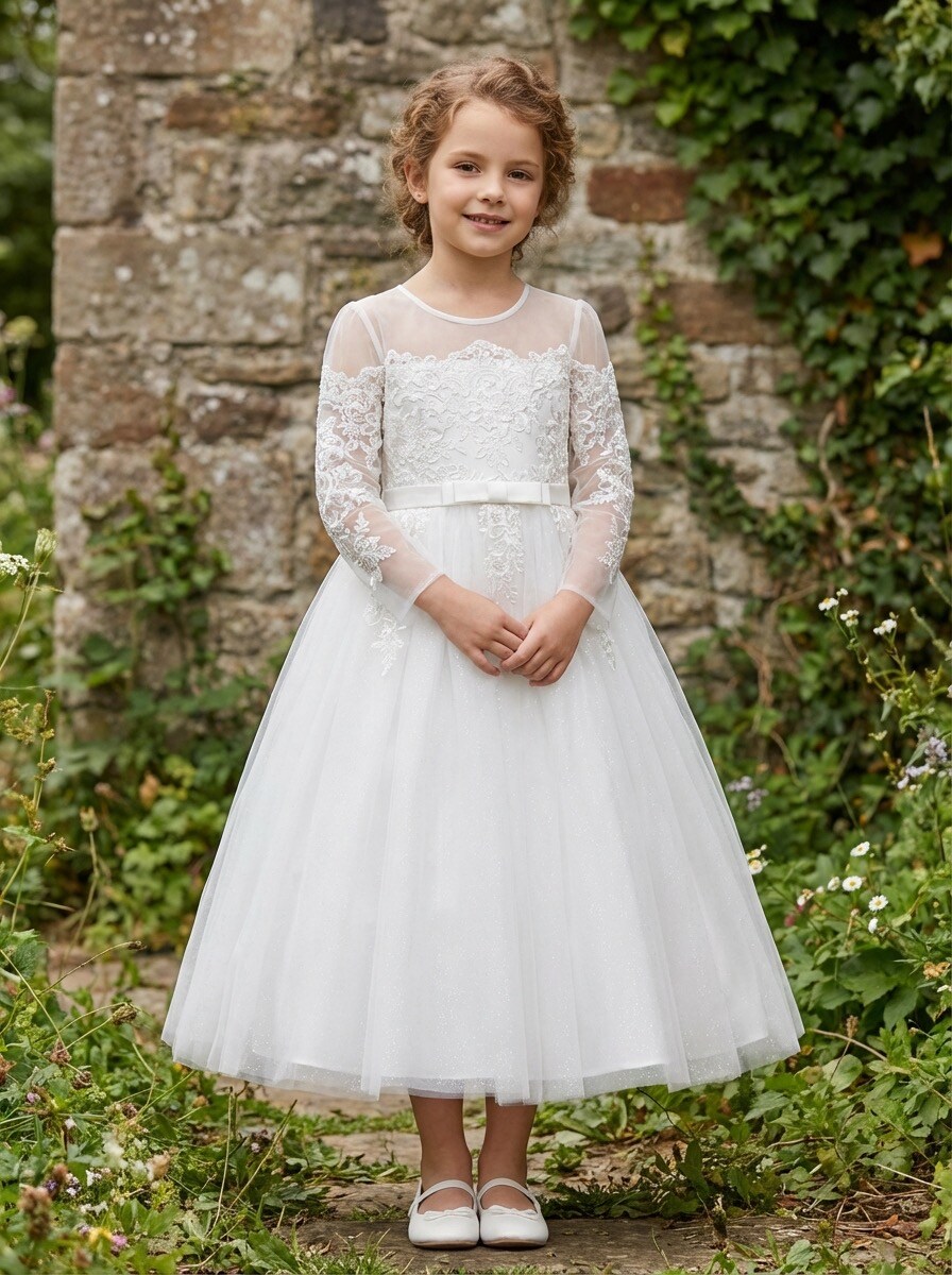 Grossiste R Framboise - Robe de cérémonie enfant en tulle avec broderies délicates et idéale mariage, baptême, communion, cortège, anniversaire et fête