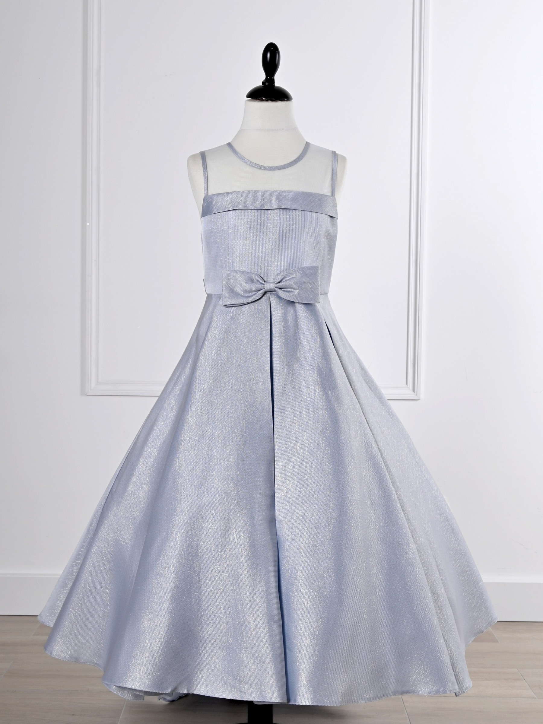Grossiste R Framboise - Robe de cérémonie enfant en satin brillant avec jupe longue asymétrique et nœud à la taille, idéale mariage, cérémonie et fête