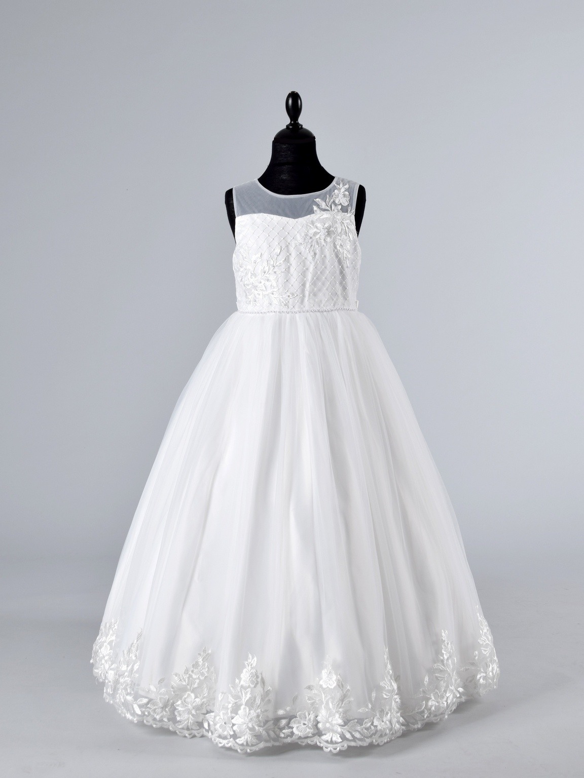Wholesaler R Framboise - Children's formal dress in sparkling tulle with decorative flower and voluminous skirt, perfect for weddings, baptisms, communions, processions, and parties.