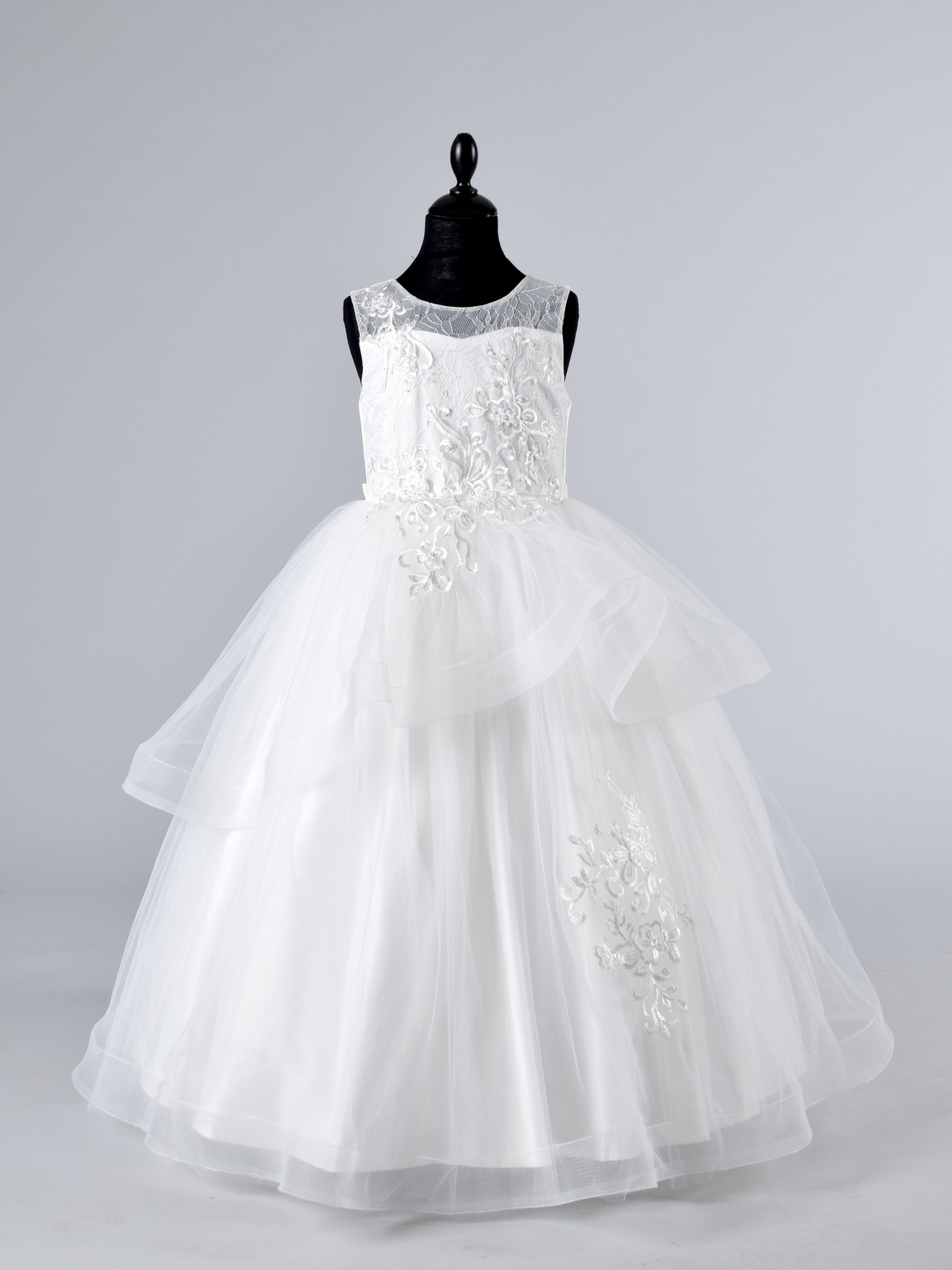 Grossista R Framboise - Abito da cerimonia per bambini in tulle scintillante con fiore decorativo e gonna voluminosa, perfetto per matrimoni, battesimi, comunioni, cortei e feste.