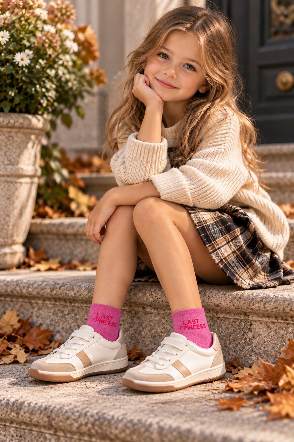 Grossiste ROSE PINK - Chaussettes brillantes à message: LAST PRINCESS - TAILLE 23/26 27/30 31/34