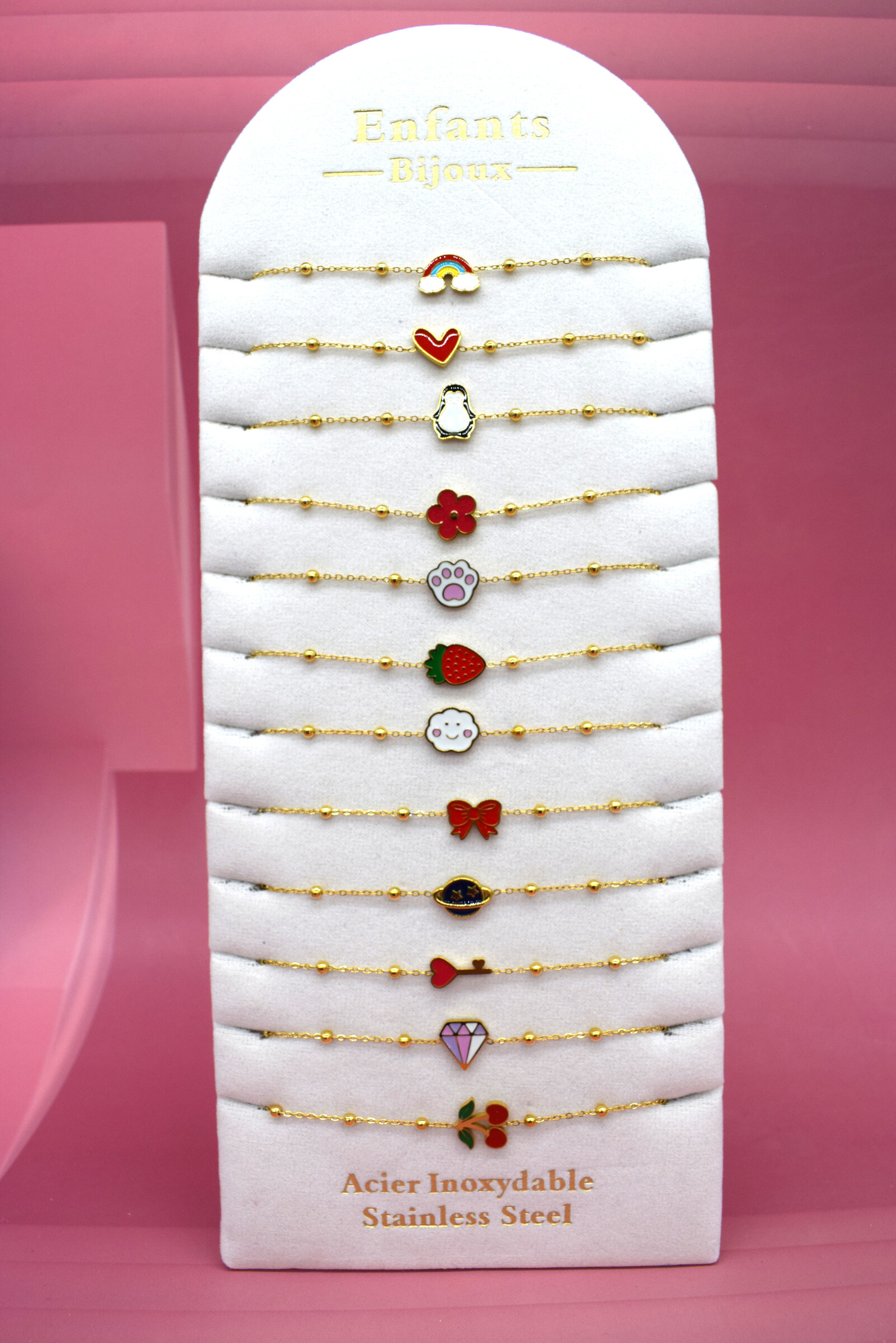 Wholesaler Rouge Bonbons - Set of 12 stainless steel bracelets for children