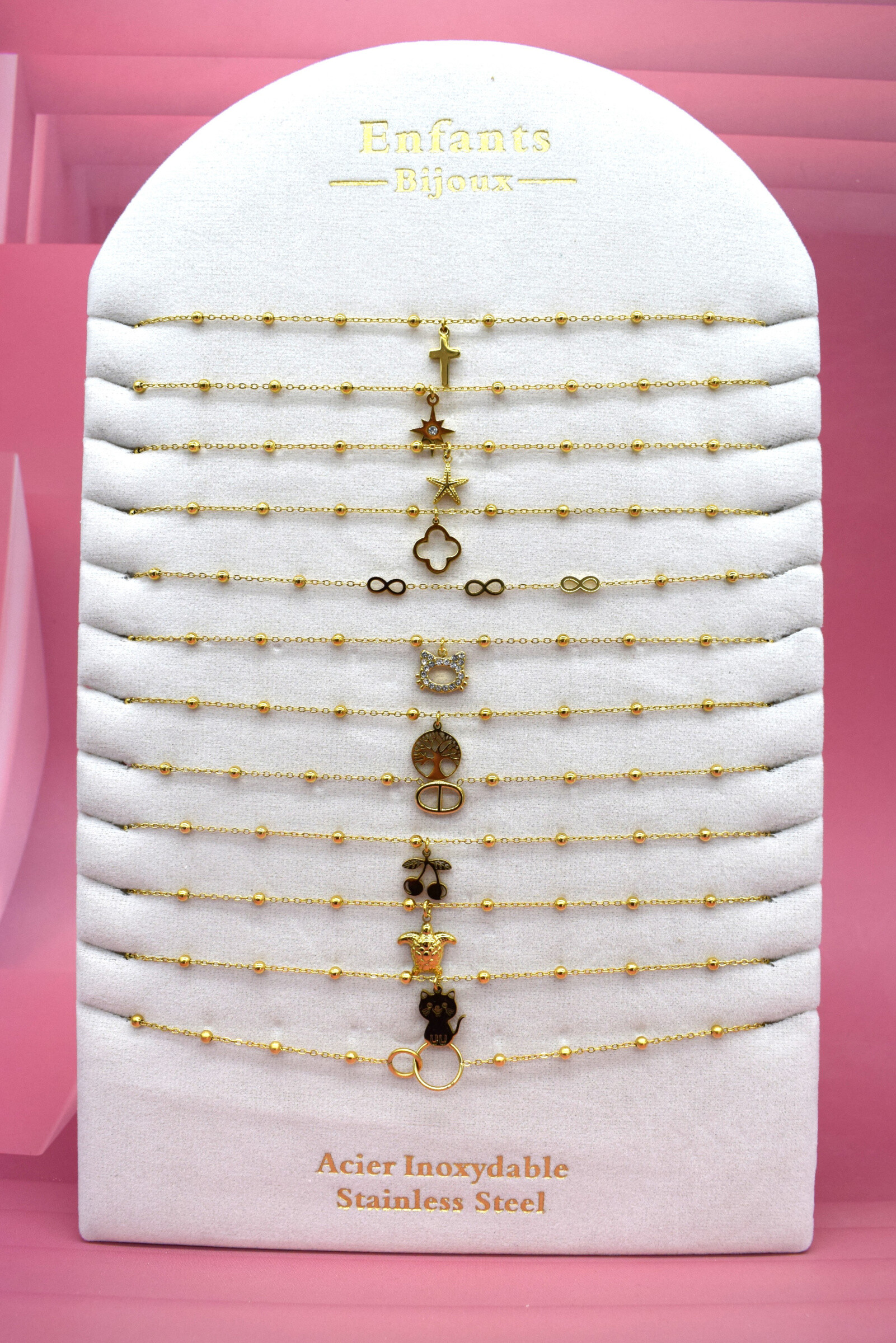 Wholesaler Rouge Bonbons - Set of 12 stainless steel necklaces for children