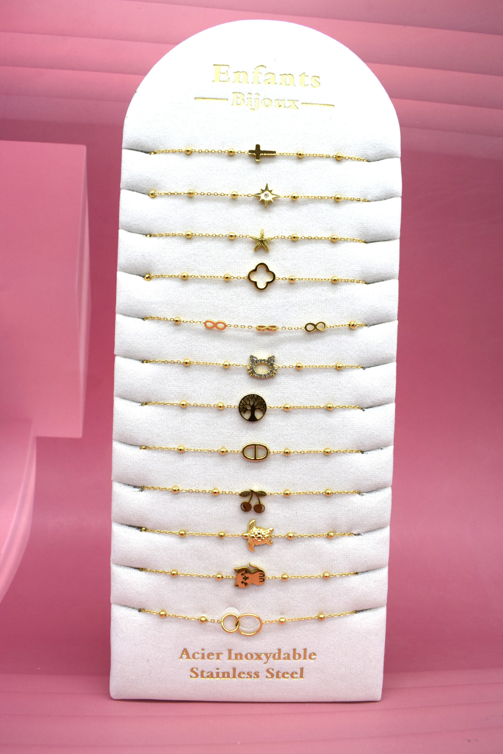 Wholesaler Rouge Bonbons - Set of 12 stainless steel bracelets for children