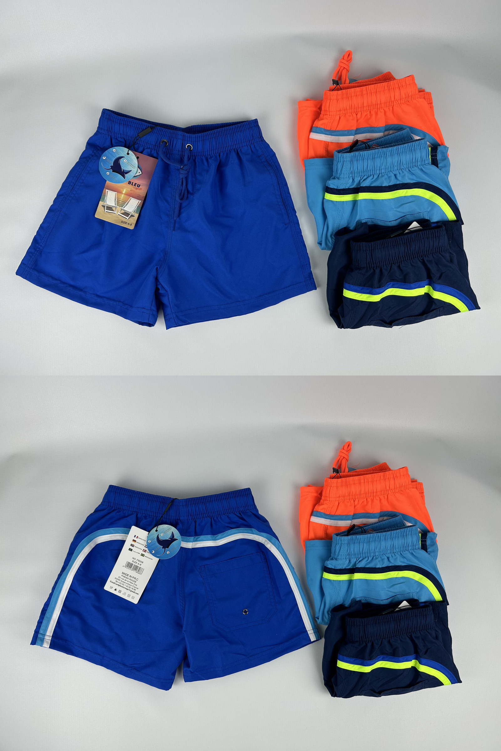 Wholesaler SEE BLEU - Boys' solid beach shorts with inner mesh and two-tone stripes