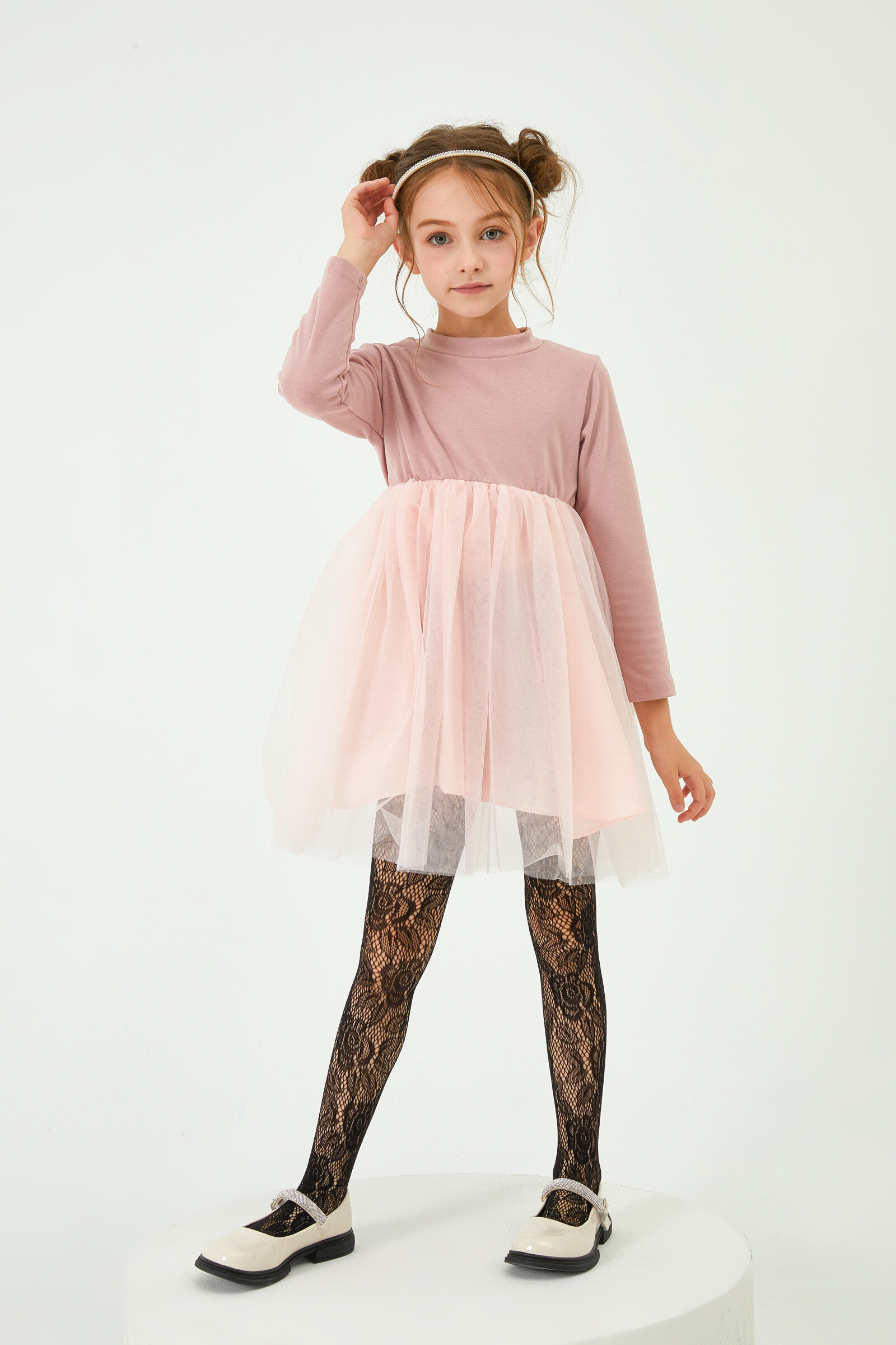 Wholesaler Snow Rose - Children's fishnet tights with flower pattern