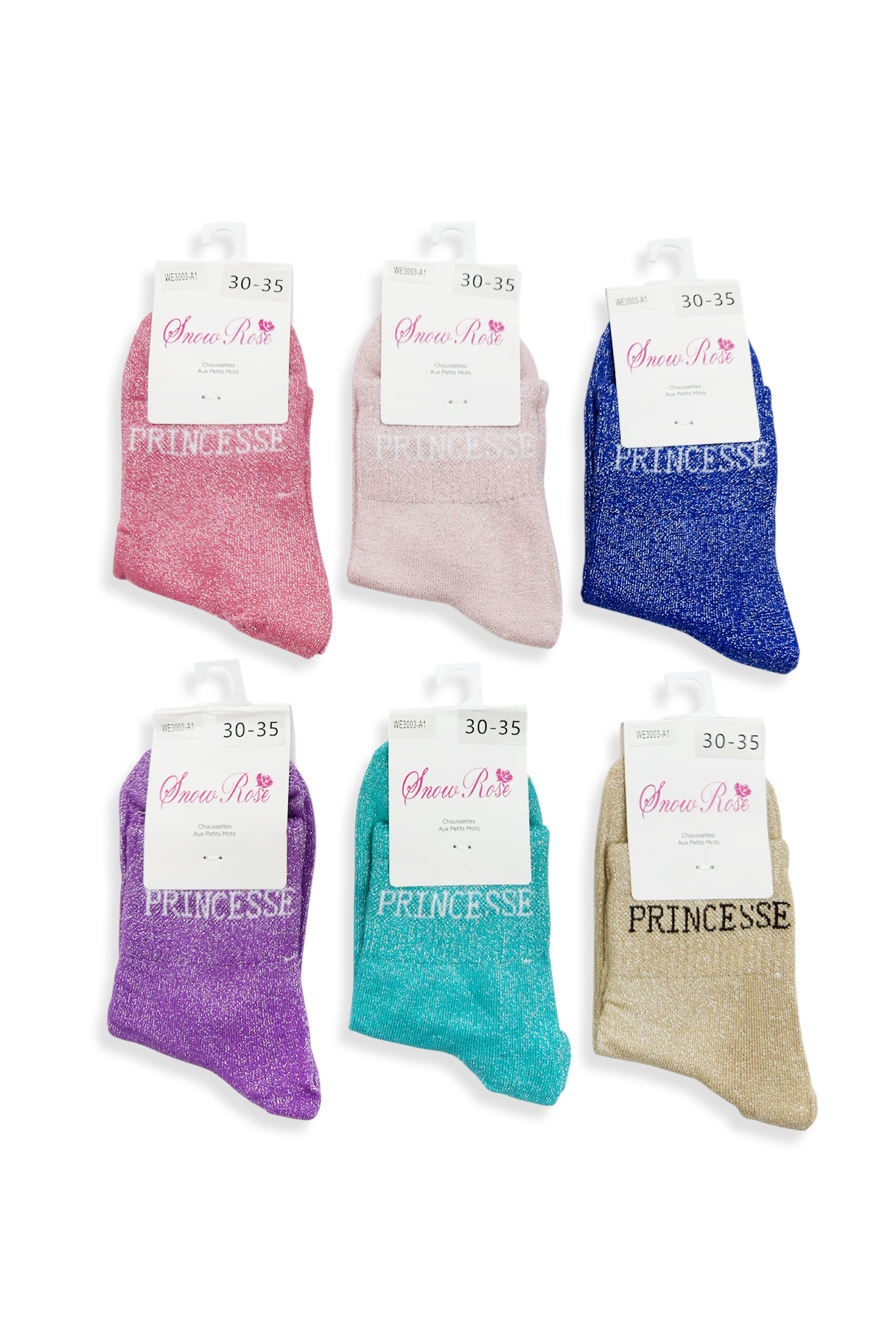 Grossiste Snow Rose - Chaussettes Pailletées Enfant "PRINCESSE"