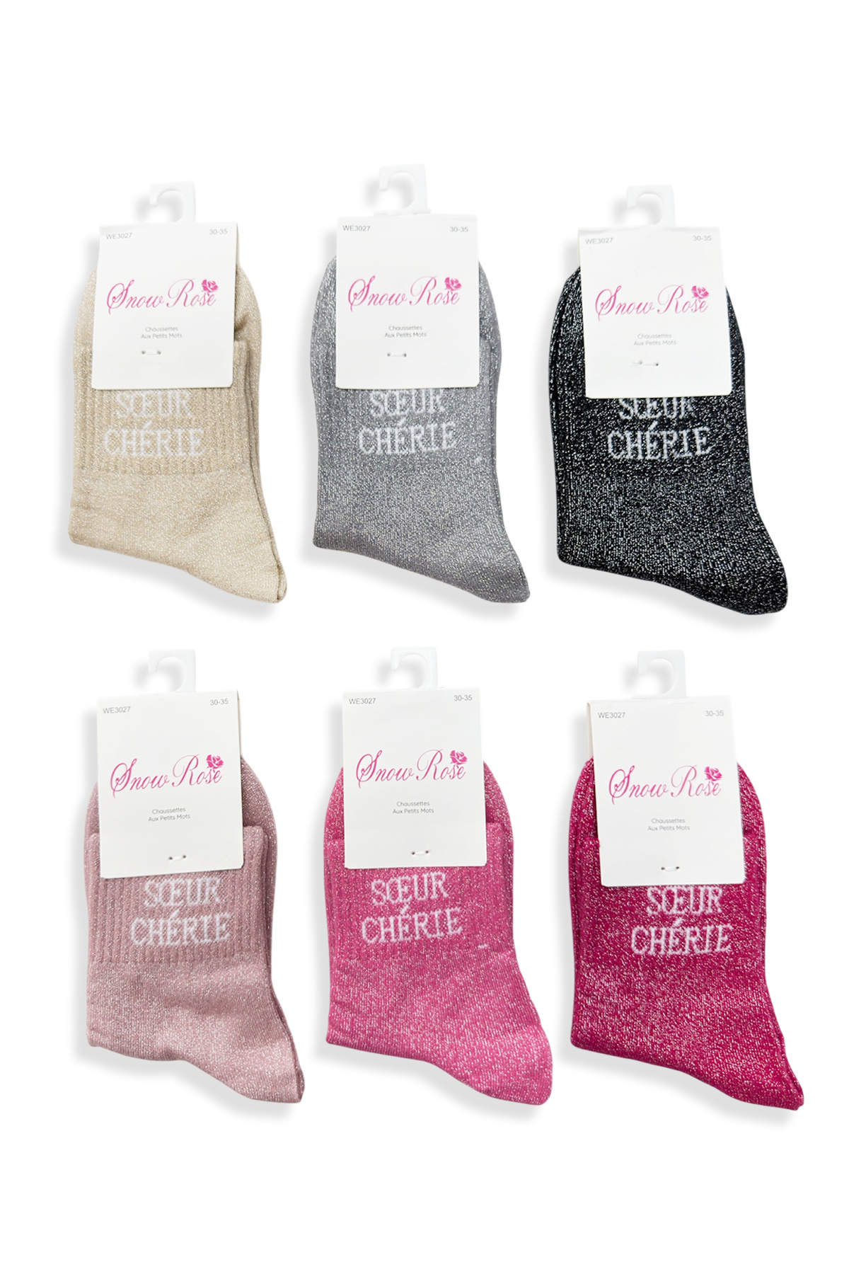 Grossiste Snow Rose - Chaussettes Pailletées Enfant « SŒUR CHÉRIE »