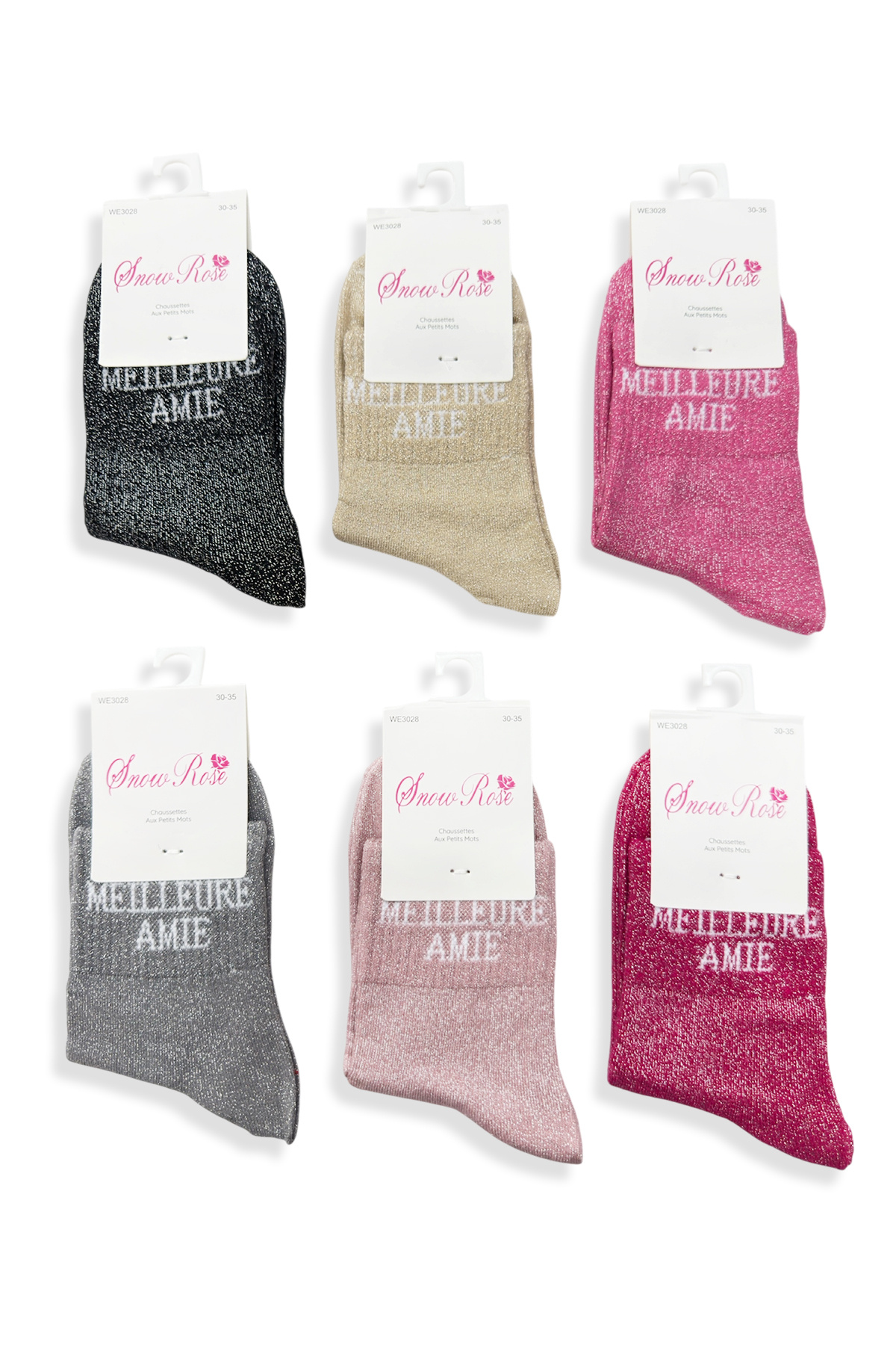 Grossiste Snow Rose - Chaussettes Pailletées Enfant « MEILLEURE AMIE »