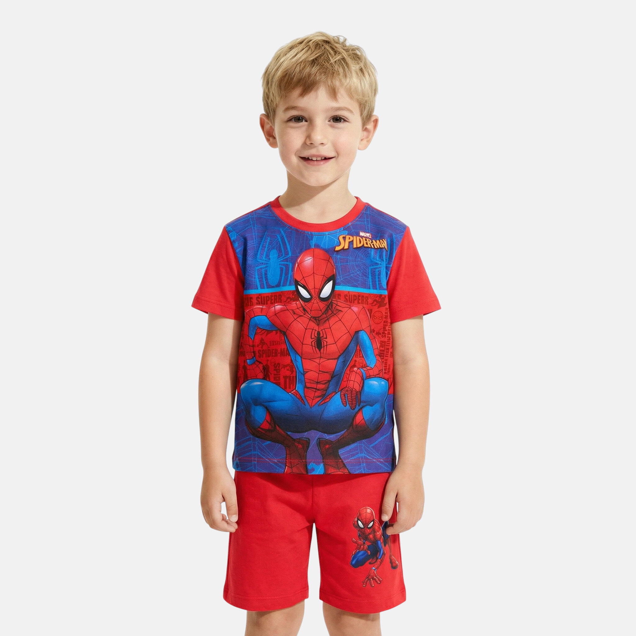 Großhändler Spiderman - Jungen Spiderman T-Shirt und Shorts Set auf Bügel