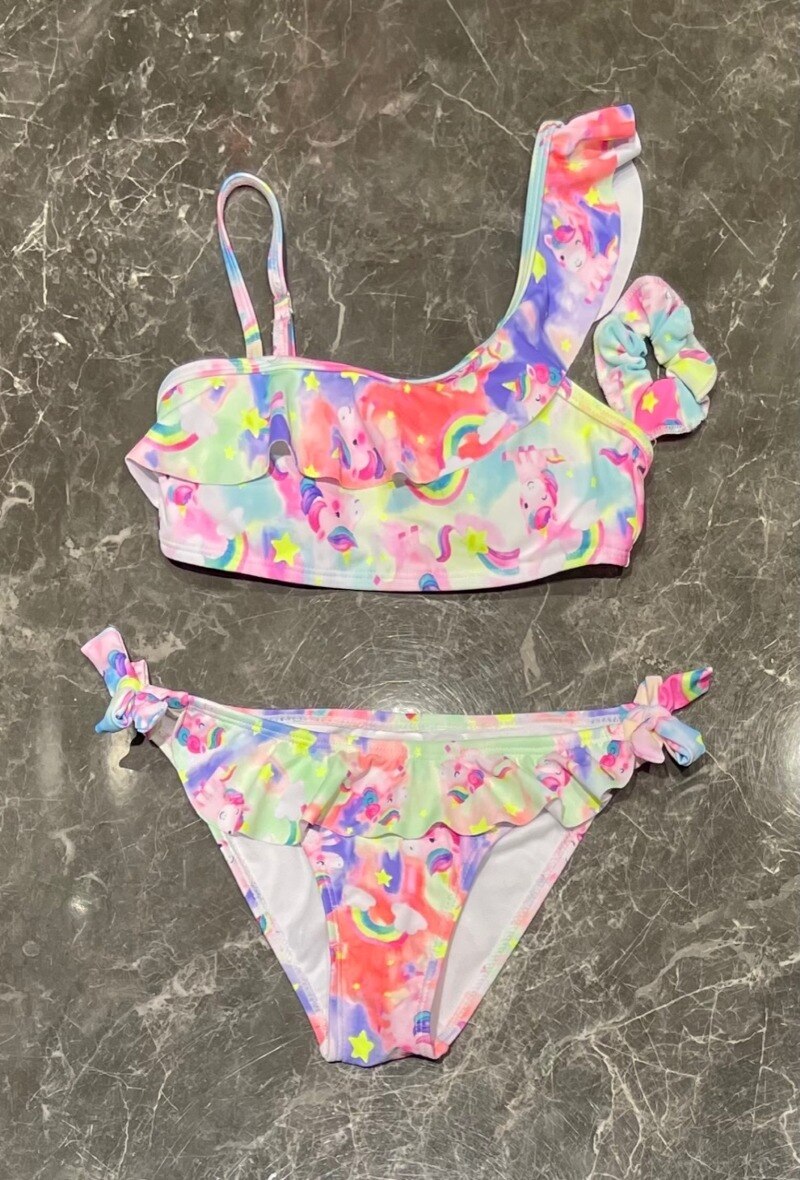 Grossista Squared & Cubed - Costume da bagno due pezzi per ragazza + elastico per capelli coordinato