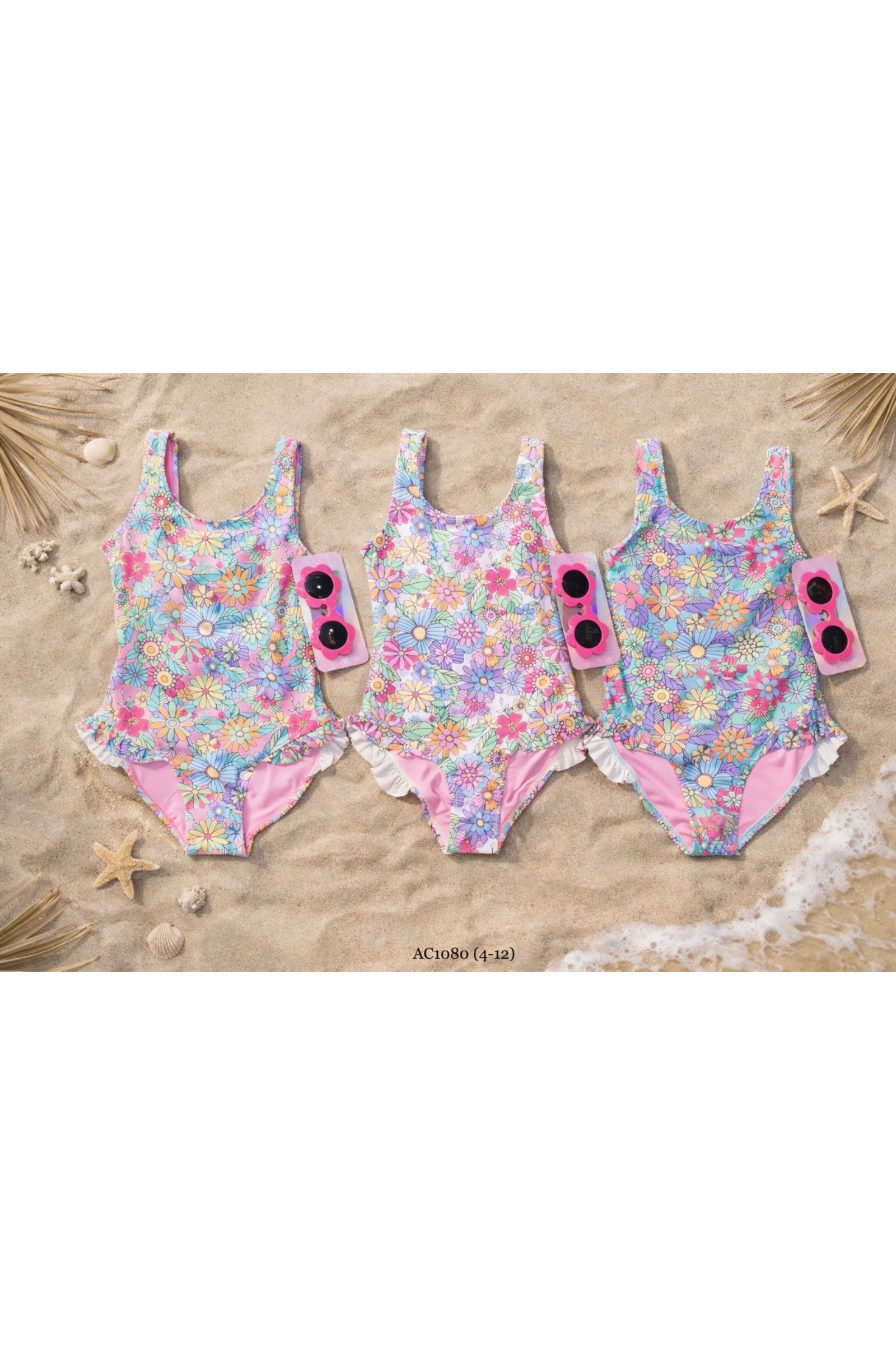 Grossiste Squared & Cubed - Maillot de bain une-pièce fille + lunettes fantaisies