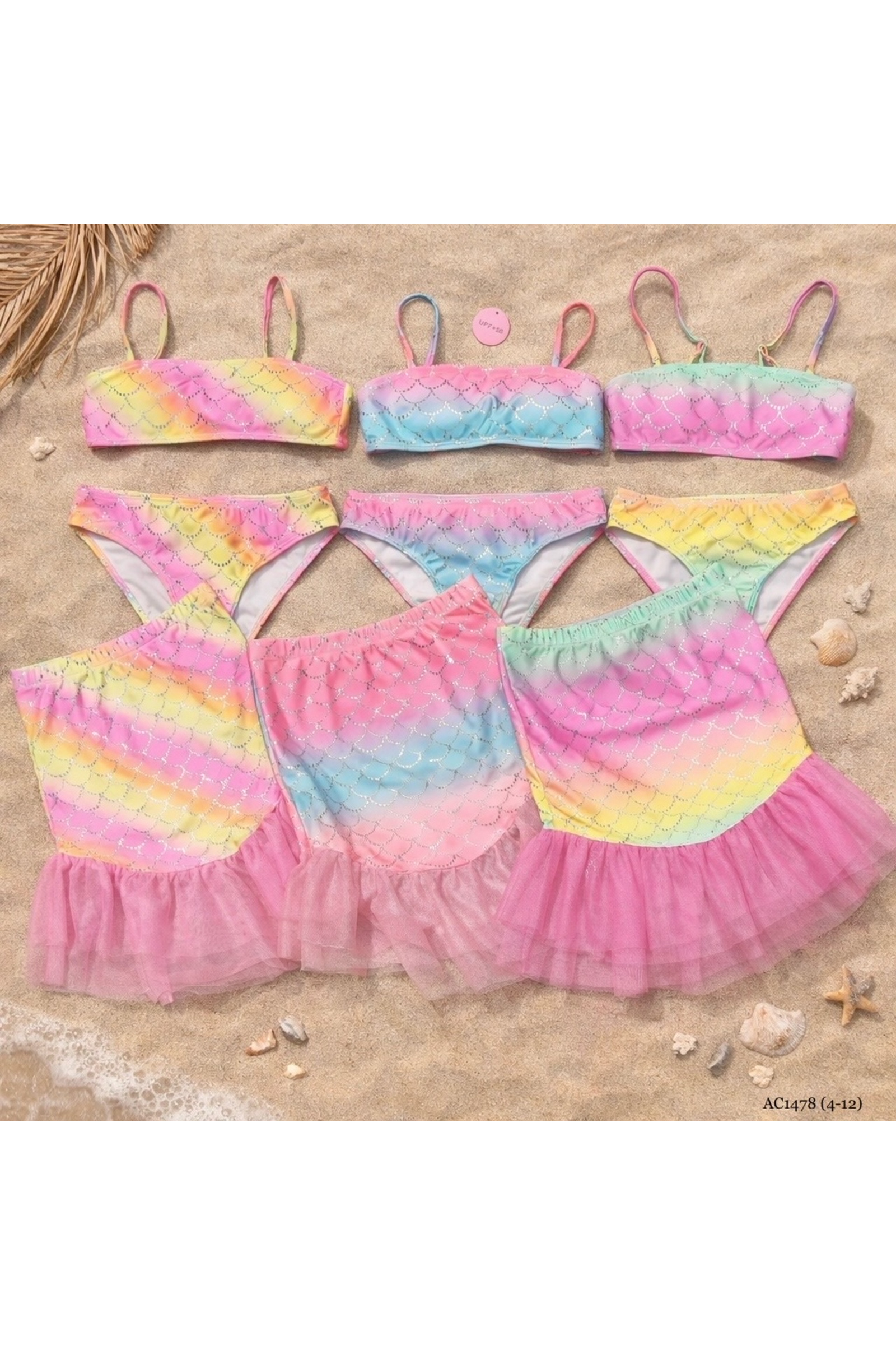 Grossiste Squared & Cubed - Ensemble maillot de bain deux-pièces fille + jupe en tulle assortie