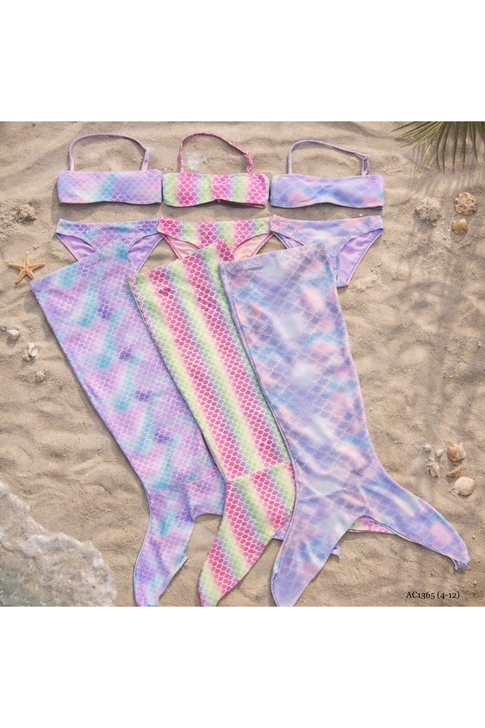 Grossiste Squared & Cubed - Ensemble maillot de bain deux-pièces + queue de sirène assortie