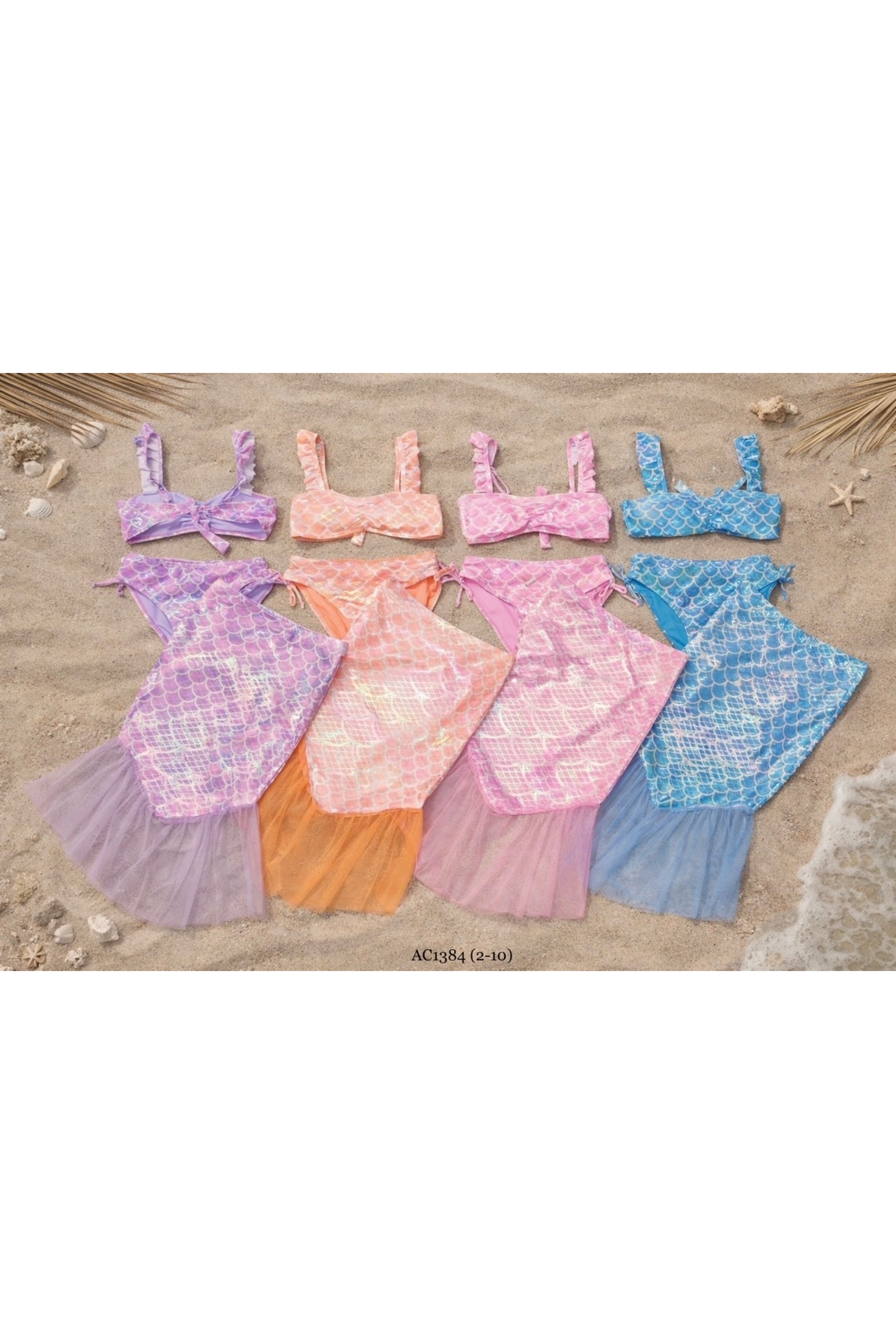 Grossiste Squared & Cubed - Maillot de bain deux-pièces + jupe fantaisie en tulle en forme de queue de sirène