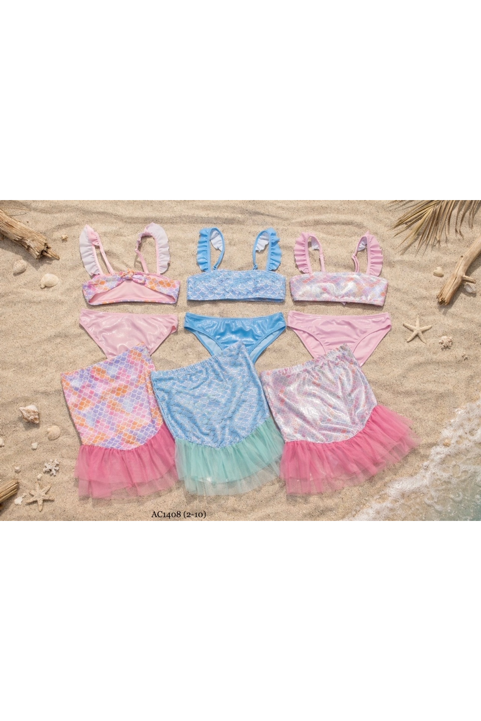 Grossiste Squared & Cubed - Ensemble maillot de bain deux-pièces fille + jupe en tulle assortie