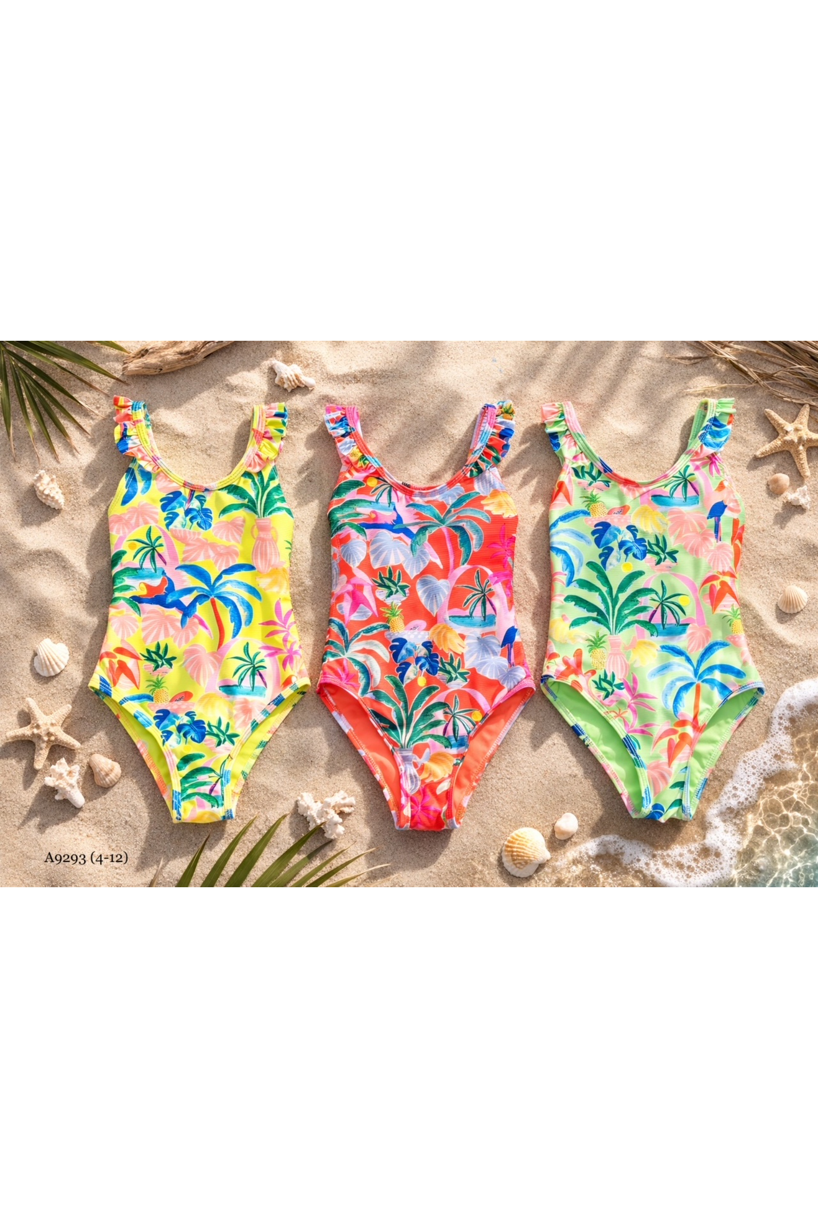 Grossiste Squared & Cubed - Maillot de bain une-pièce fille à imprimé tropical