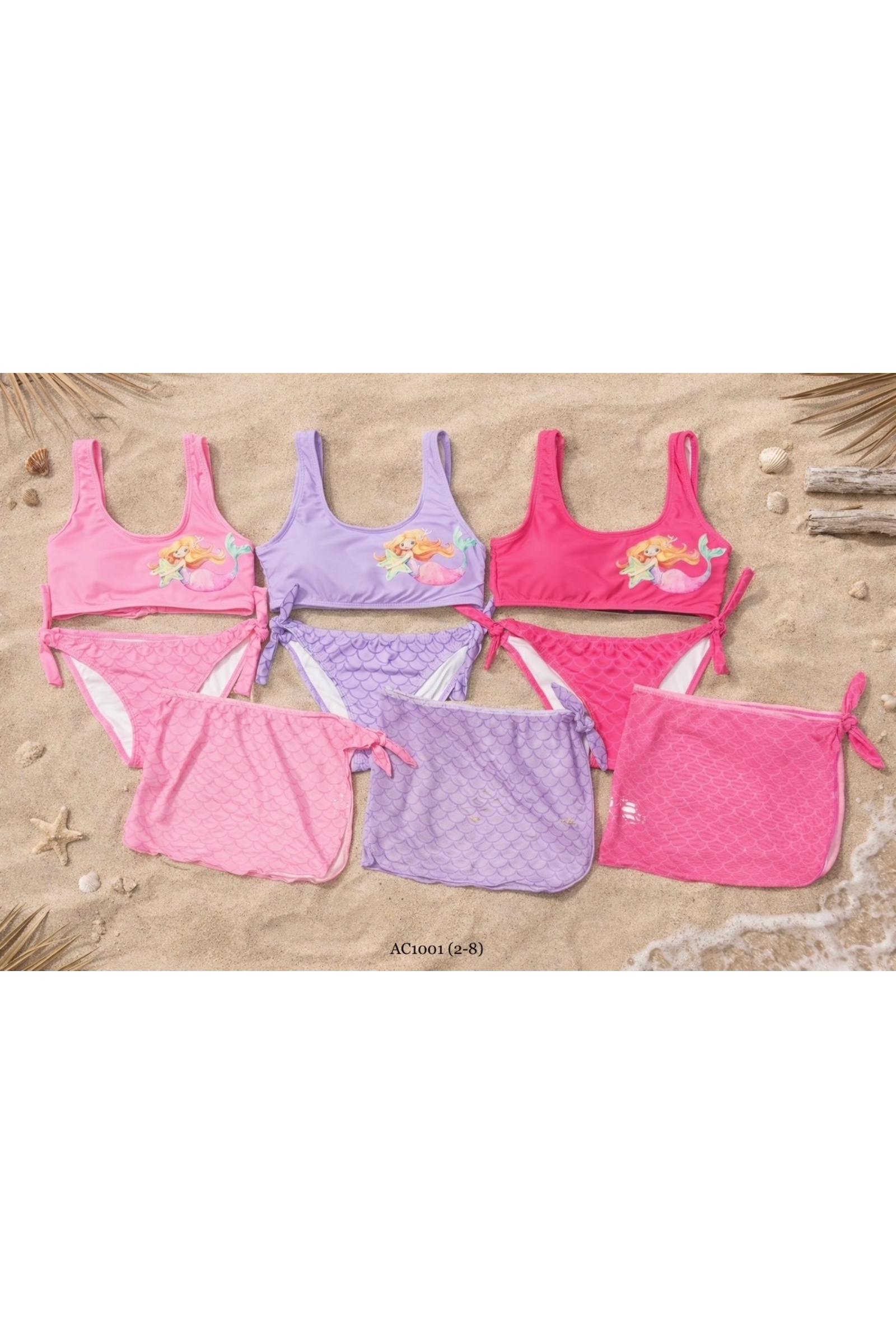 Grossiste Squared & Cubed - Maillot de bain deux-pièces fille + paréo assorti