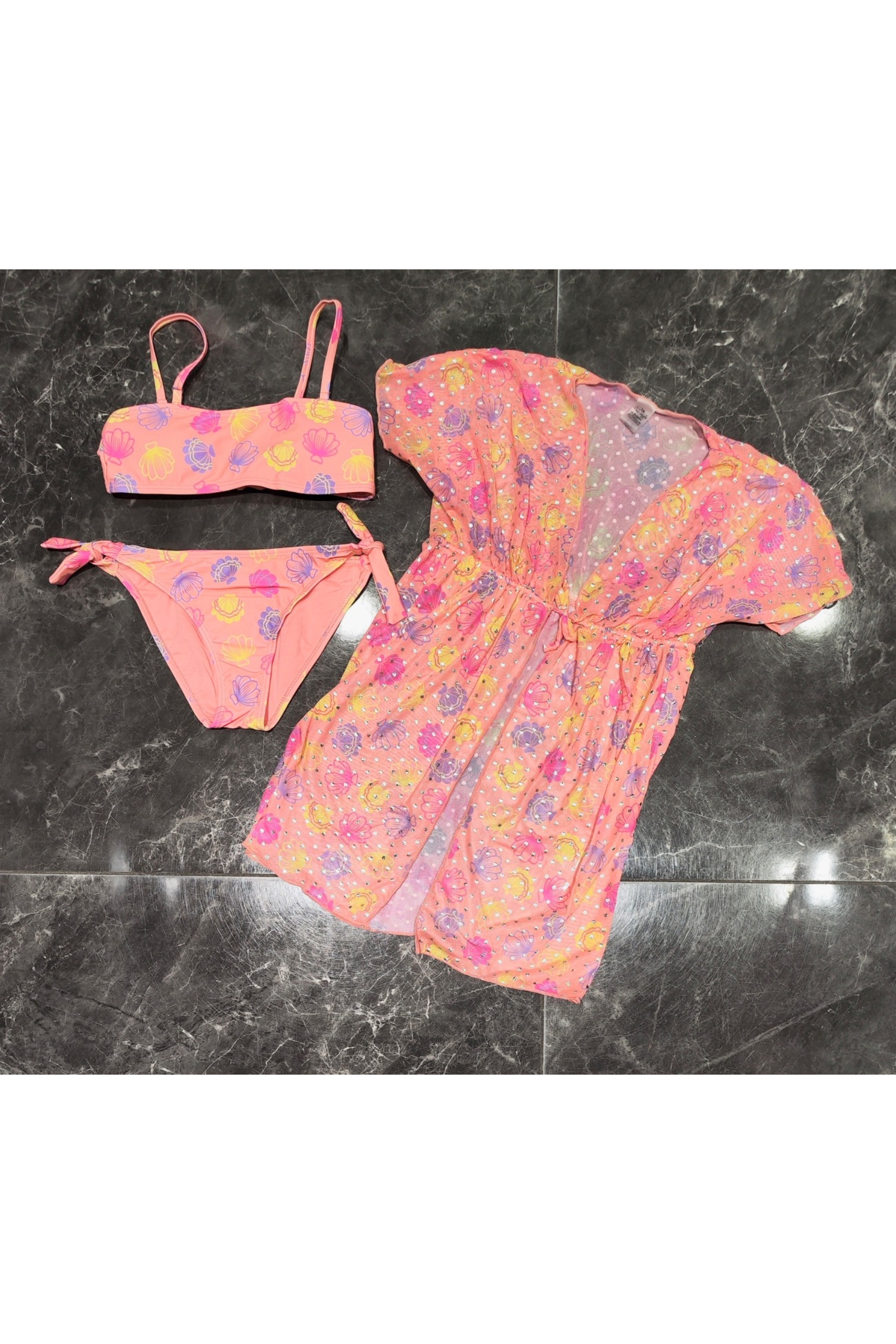 Grossiste Squared & Cubed - Ensemble maillot de bain deux-pièces fille + veste fine avec strass assortie