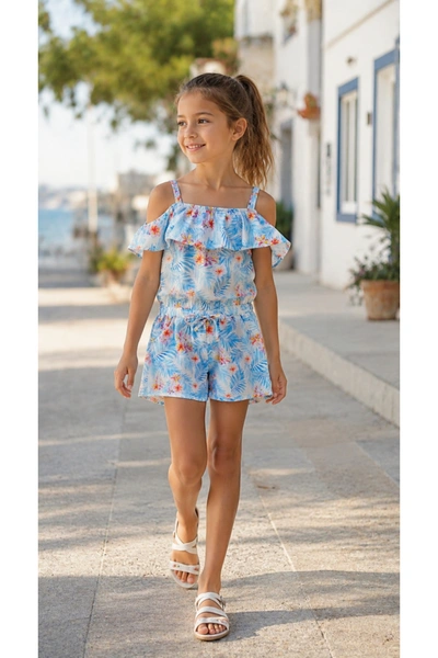 Großhändler Squared & Cubed - Mädchen-Overall mit tropischem Print Großhändler Squared & Cubed - Mädchen-Overall mit tropischem Print