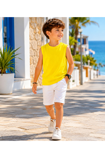 Wholesaler Squared & Cubed - Boys' oversized plain cotton tank top Wholesaler Squared & Cubed - Boys' oversized plain cotton tank top