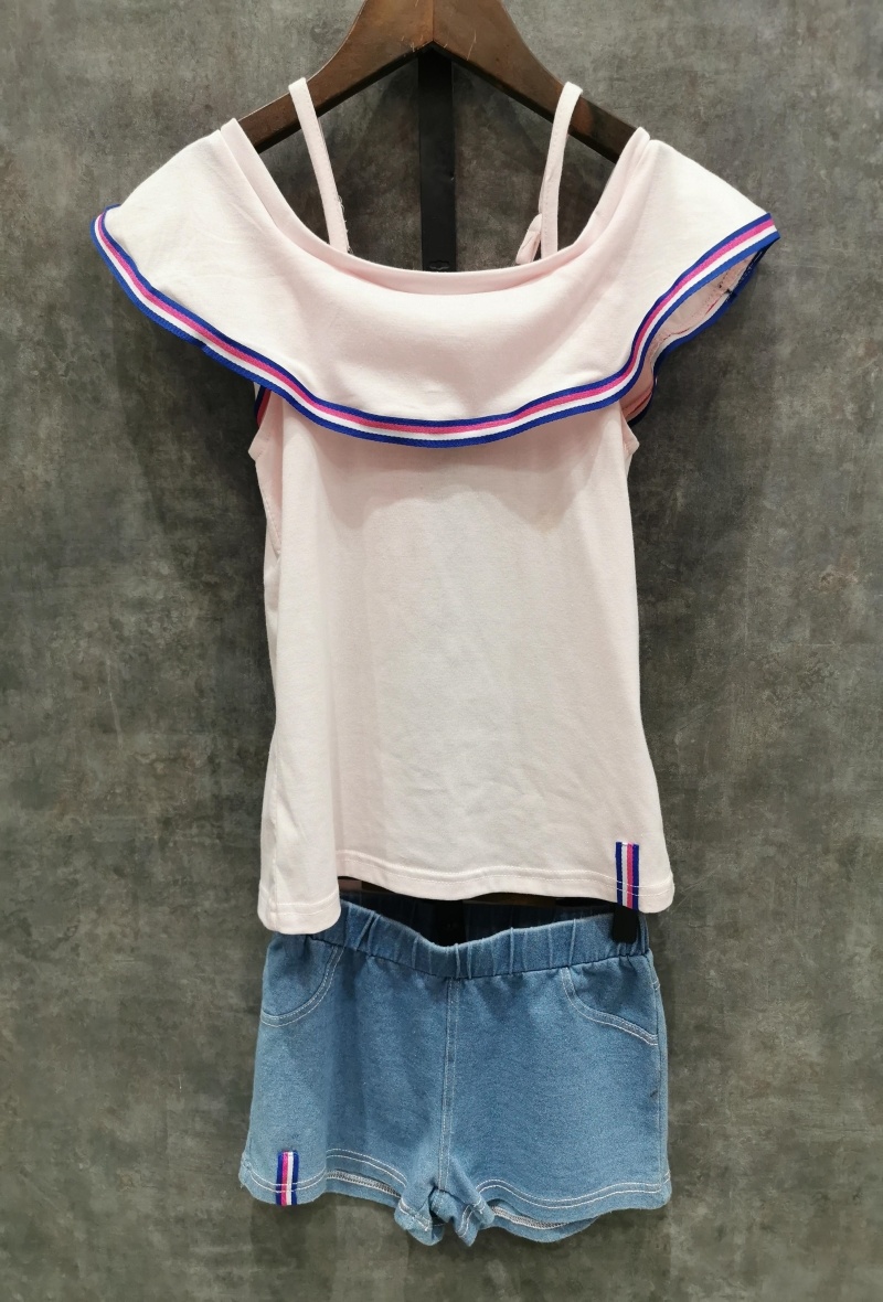 Grossista Squared & Cubed - Set canotta con pantaloncini in cotone effetto denim