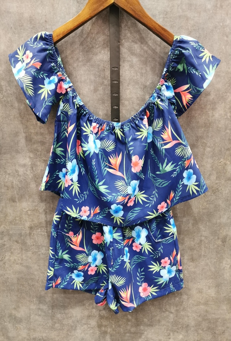 Grossista Squared & Cubed - Set canotta con pantaloncini stampati tropicali