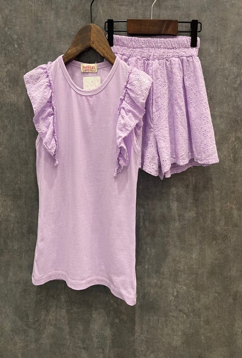 Wholesaler Squared & Cubed - Set of tshirt + short in cotton and English embroidery