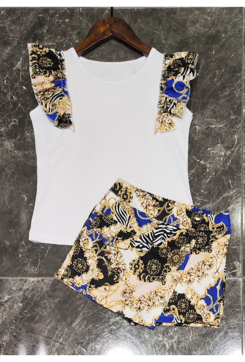 Grossista Squared & Cubed - Set di maglietta + gonna corta con stampa in stile barocco