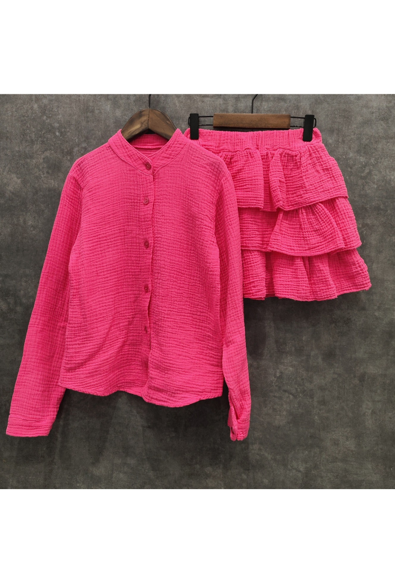 Grossiste Squared & Cubed - Ensemble chemise + jupe en gaze de coton