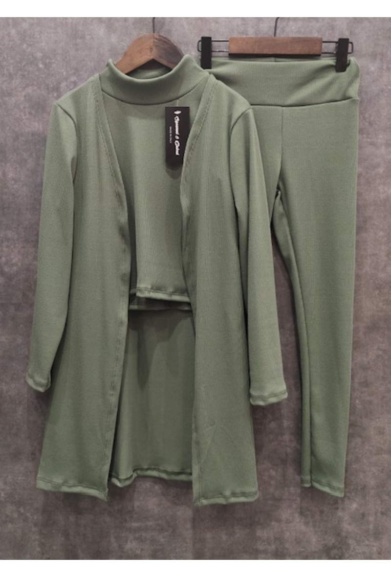 Grossista Squared & Cubed - Set 3 pezzi (top manica lunga + leggings + cardigan)