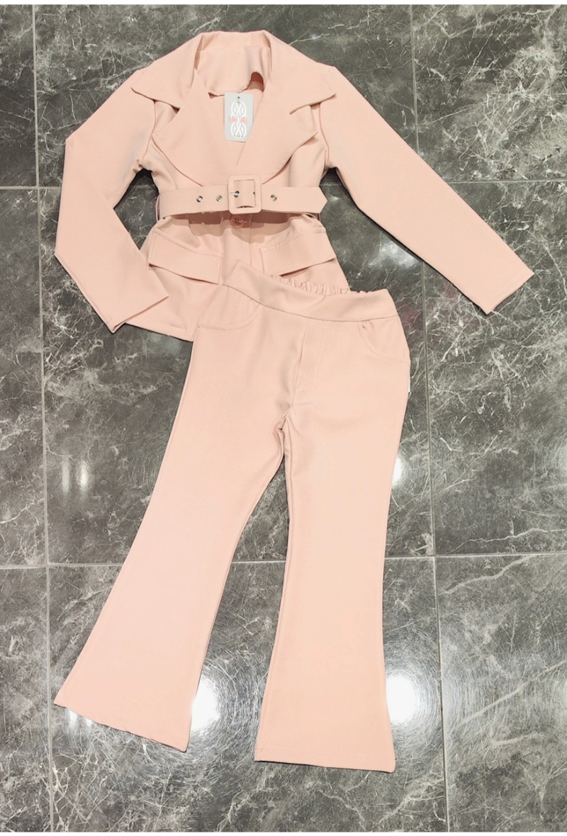 Grossiste Squared & Cubed - Ensemble veste blazer fille avec ceinture + pantalon flare