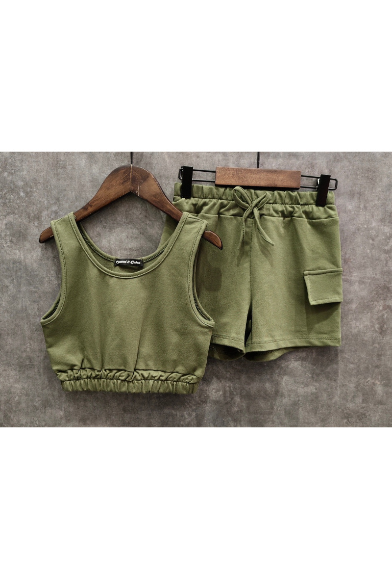 Grossista Squared & Cubed - Top e pantaloncini corti in maglia di cotone