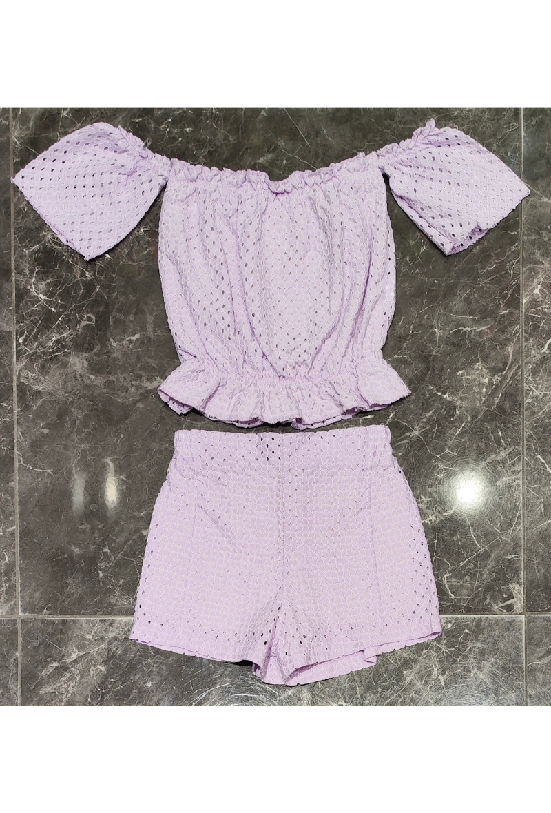 Grossiste Squared & Cubed - Ensemble top + short taille haute en dentelle