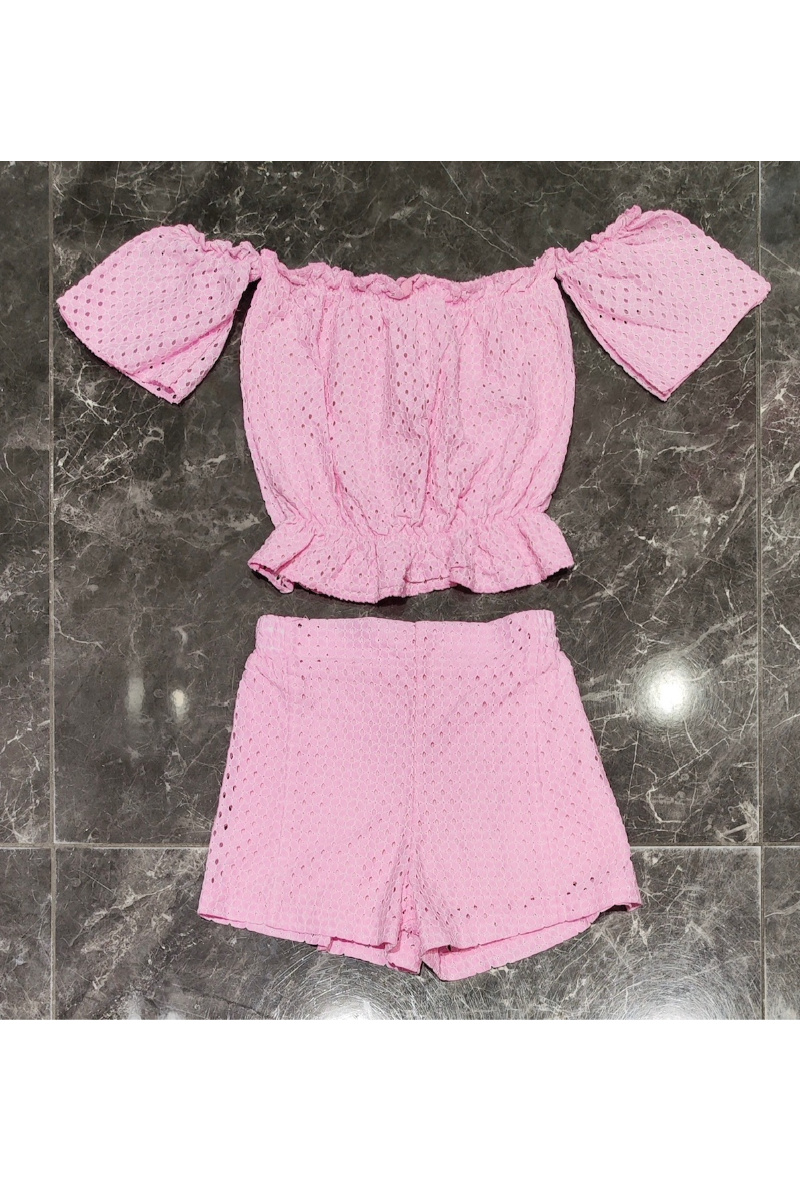 Grossista Squared & Cubed - Set composto da top in pizzo e shorts a vita alta