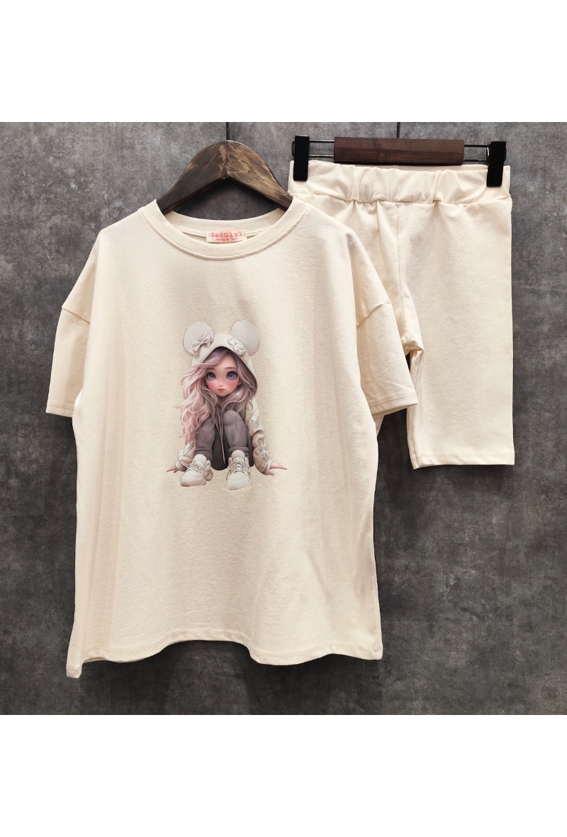 Grossista Squared & Cubed - Set composto da T-shirt oversize e biker per ragazze