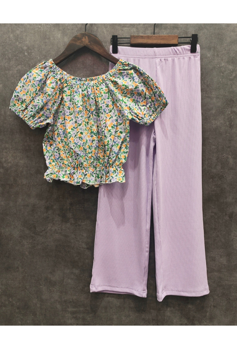 Grossista Squared & Cubed - Set composto da crop top e pantaloni fluidi per ragazze