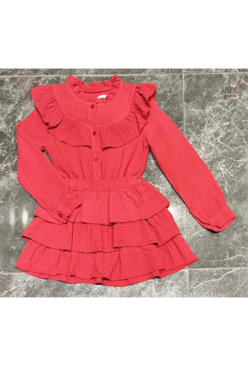 Grossiste Squared & Cubed - Ensemble blouse à volants + jupe en gaze de coton