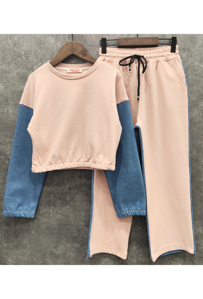 Grossista Squared & Cubed - Set da jogging in misto cotone/denim per ragazze