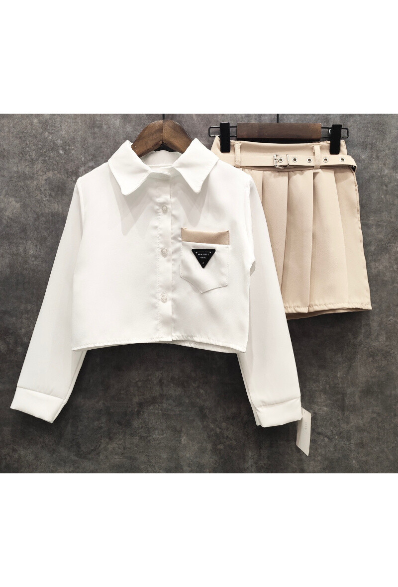 Wholesaler Squared & Cubed - Cropped shirt + matching pleated skirt set