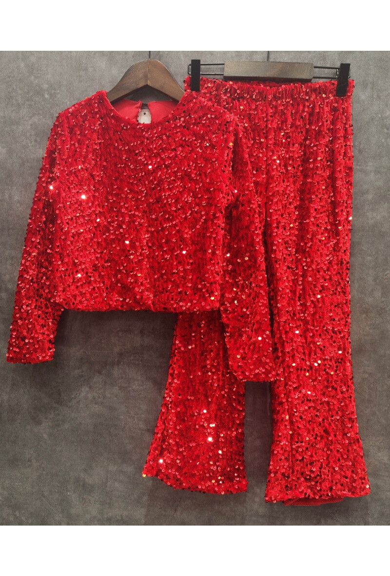 Grossista Squared & Cubed - Insieme top + pantaloni flare in paillettes