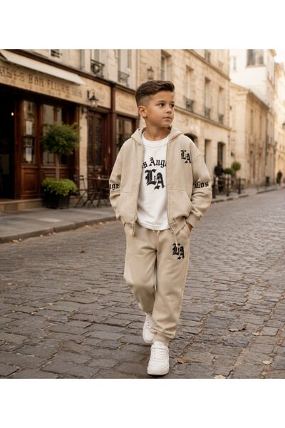 Mayorista Squared & Cubed - Conjunto de 3 piezas para niño con camiseta de manga larga estampada de Los Ángeles Mayorista Squared & Cubed - Conjunto de 3 piezas para niño con camiseta de manga larga estampada de Los Ángeles