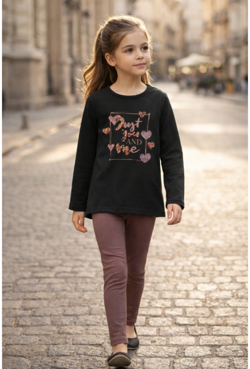 Mayorista Squared & Cubed - Conjunto para niña: camiseta de manga larga con lentejuelas fantasía + leggings lisos