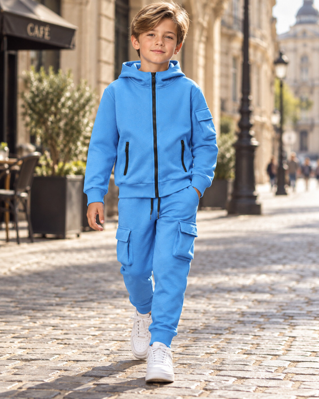 Grossiste Squared & Cubed - Ensemble jogging garçon en tissu effet nid d'abeille