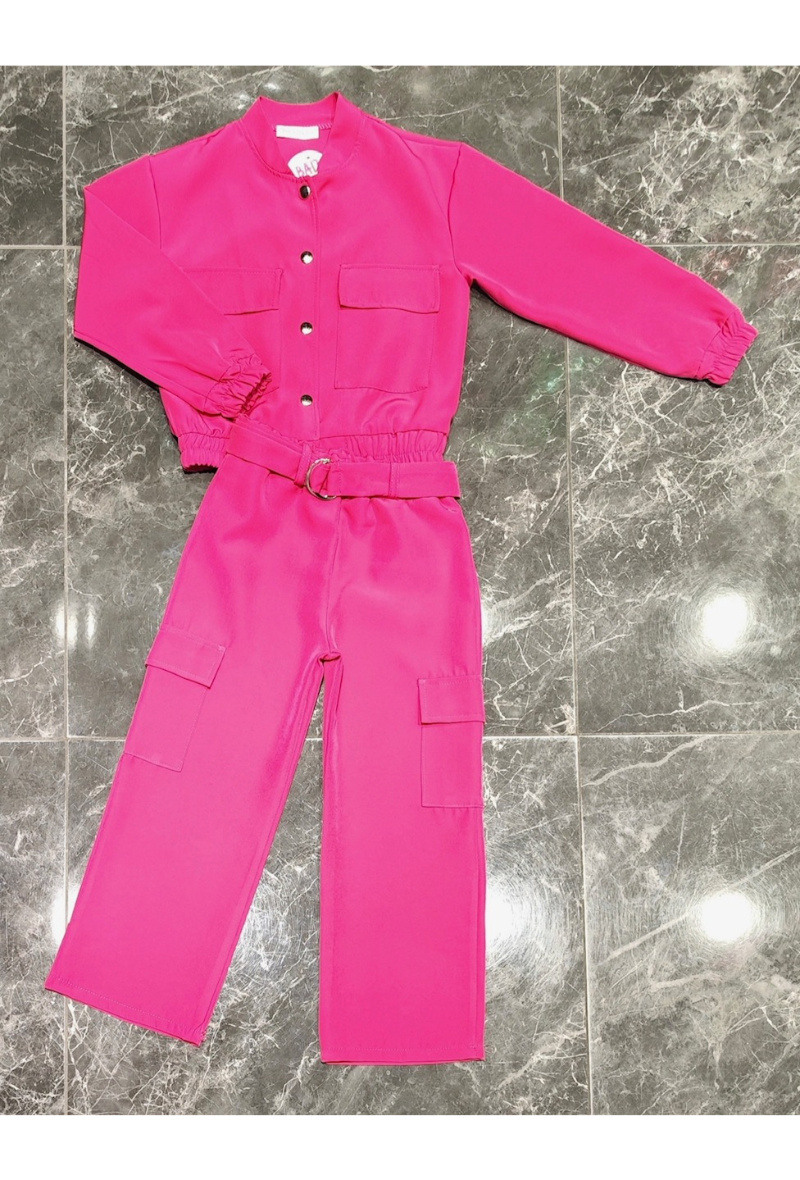 Wholesaler Squared & Cubed - Set of girl large cargo pants +  aviator collar jacket