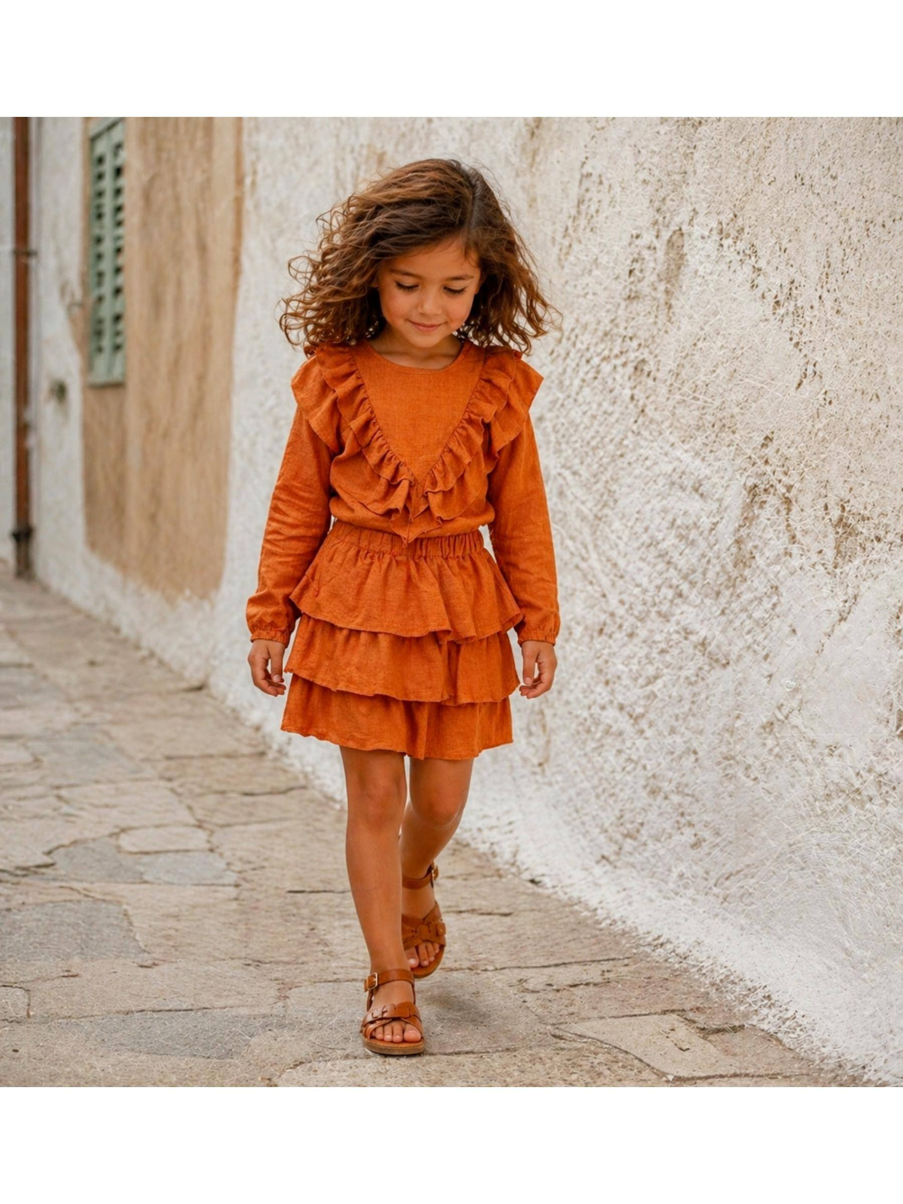 Grossista Squared & Cubed - Completo bambina: blusa + gonna con volant