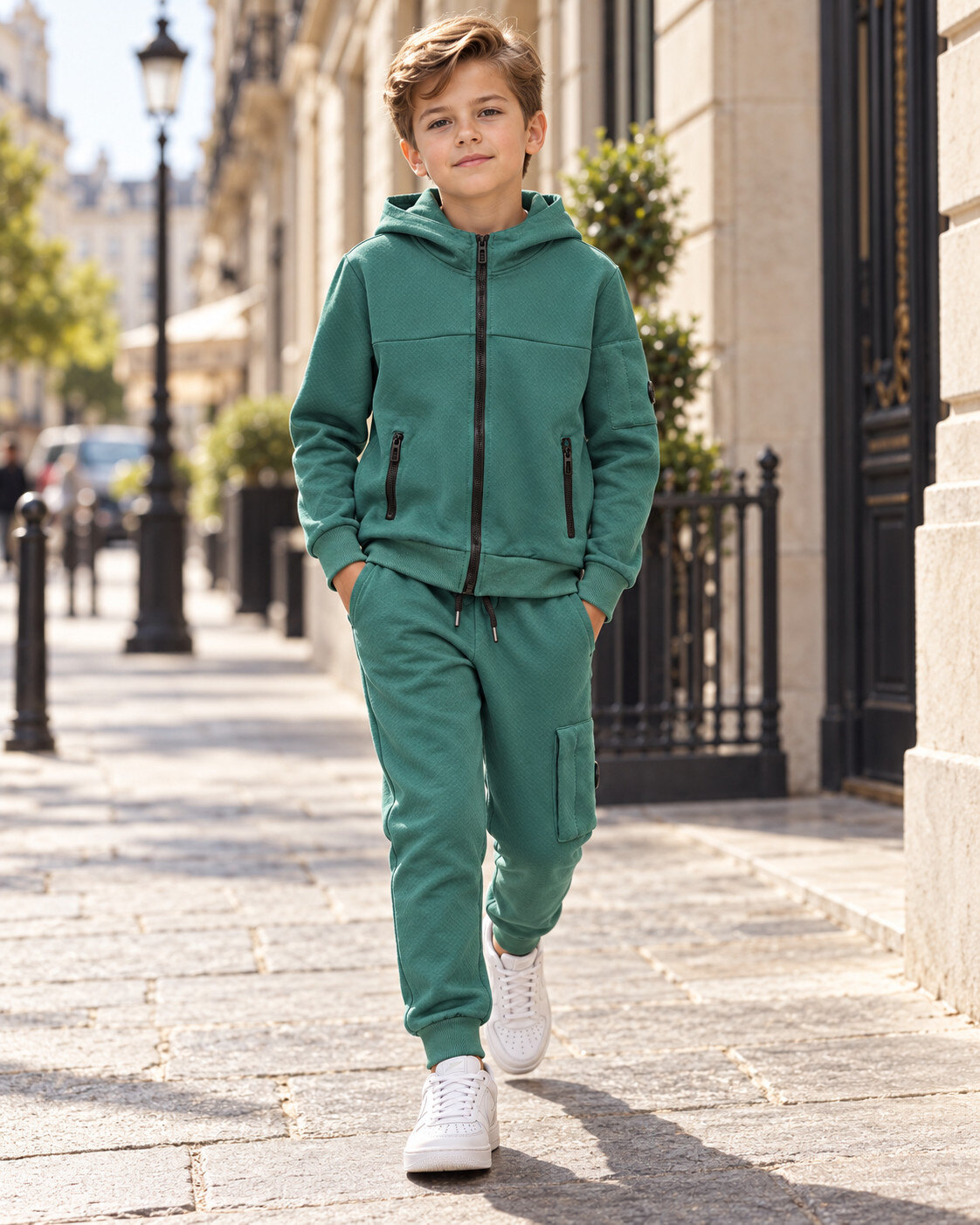 Grossiste Squared & Cubed - Ensemble jogging garçon en tissu effet nid d'abeille